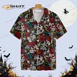 day of the dead skull hawaiian shirt summer beach clothing clothes for men women