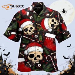creepy skull christmas hawaiian shirt