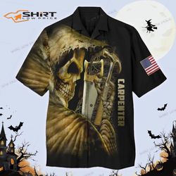 carpenter skull hawaiian shirt summer beach clothing clothes for men women