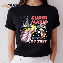 4th of july super mario and princess peaches shirt