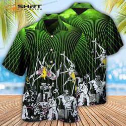 bachelor party in club with dancers hawaiian shirt