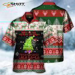 cat wreck the tree christmas tree light funny ugly style hawaiian shirt