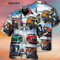 hot rod racing lover cool art style hawaiian shirt