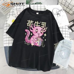 axolotl strawberry milk japan style japanese kawaii axolotl 3 unisex t-shirt
