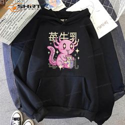 axolotl strawberry milk japan style japanese kawaii axolotl 3 unisex hoodie