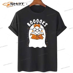 booooks! cute ghost reading library books halloween teacher t-shirt