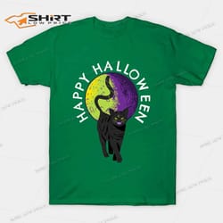 happy halloween witches black cat full moon t-shirt