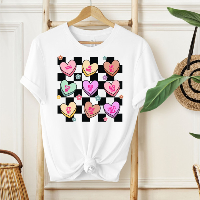Valentines Conversation Hearts Shirt, Valentines Groovy Retro Shirt, Valentines T-Shirt, Valentines Day Shirt, Valentine