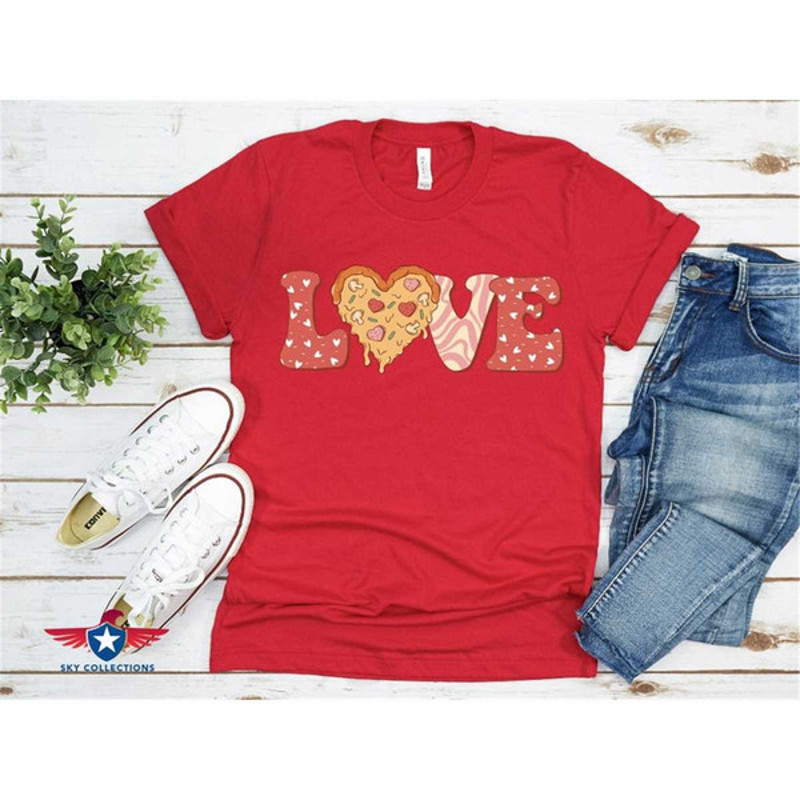 Pizza Love T-Shirt, Retro Love T-Shirt, Valentines Day T-shirt, Cute Valentines Day Shirt for Women, Funny Valentines