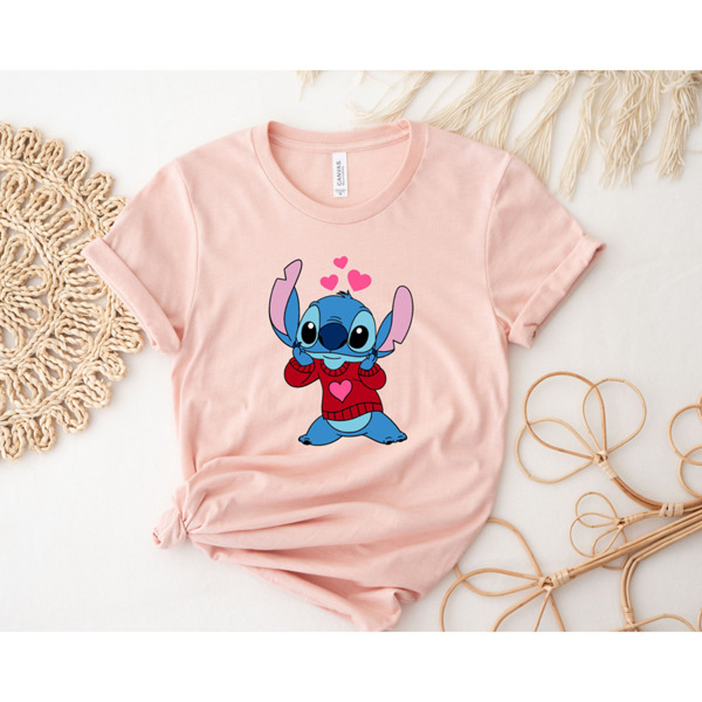 Valentine Stitch Heart Shirt, Valentine Disney Characters T-Shirt, Valentines Day Shirt, Disney Matching Tee