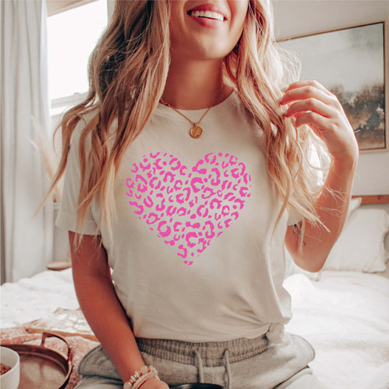 Leopard Heart Shirt, Love T-shirt, Valentines Shirt, Valentine Gift, Love Shirt For Women, Valentines Day, Gift for Her