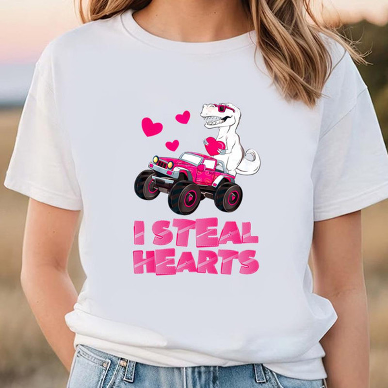 I Steal Heart Dinosaur Heart Valentine T-Shirt - TOLARIZ SHOP