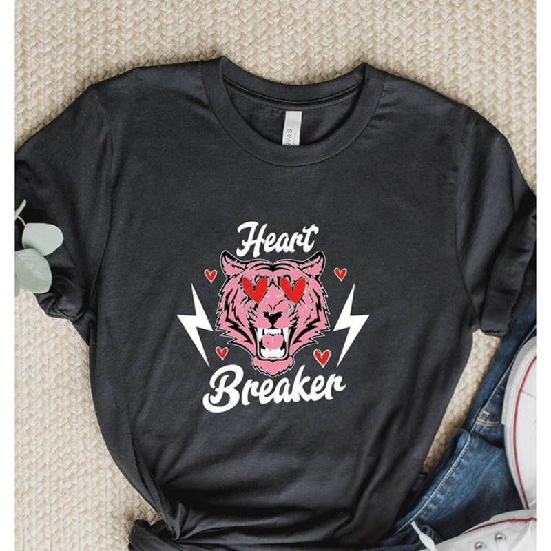Heart Breaker Leopard Shirt, Anti Valentines Day Shirt, Single Girl Valentine Day Shirt, Valentine Quote T Shirt