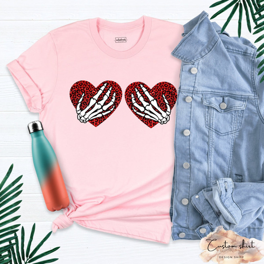 Skeleton Hands Shirt, Funny Skeleton Valentine T-shirt, Valentine Skeleton Shirt, Heart T-Shirt, Valentine Matching