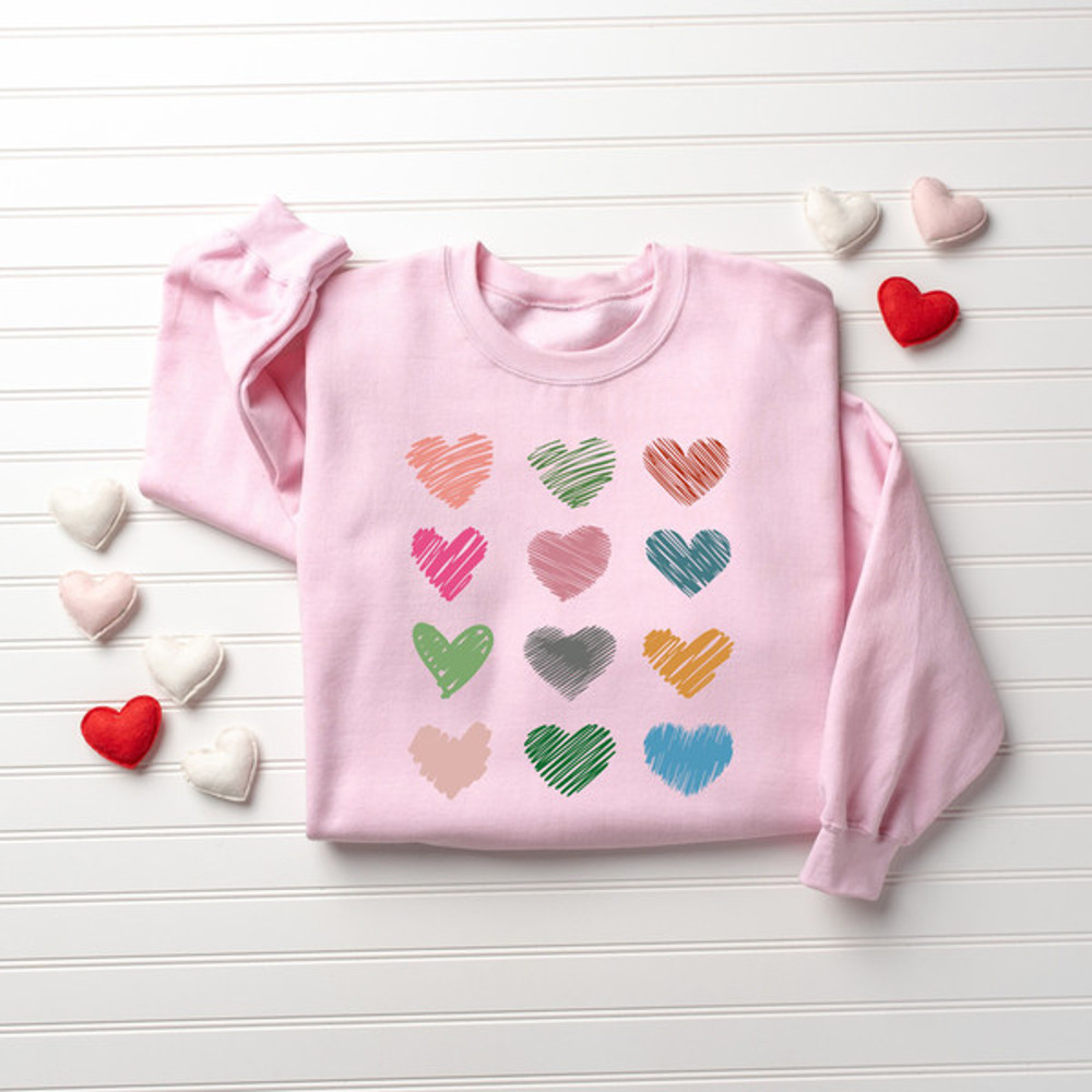 Womans Valentines Hearts Sweatshirt, Love Shirt, Valentines Day Shirt, Teacher Valentine Shirt, Valentines Heart Shirt