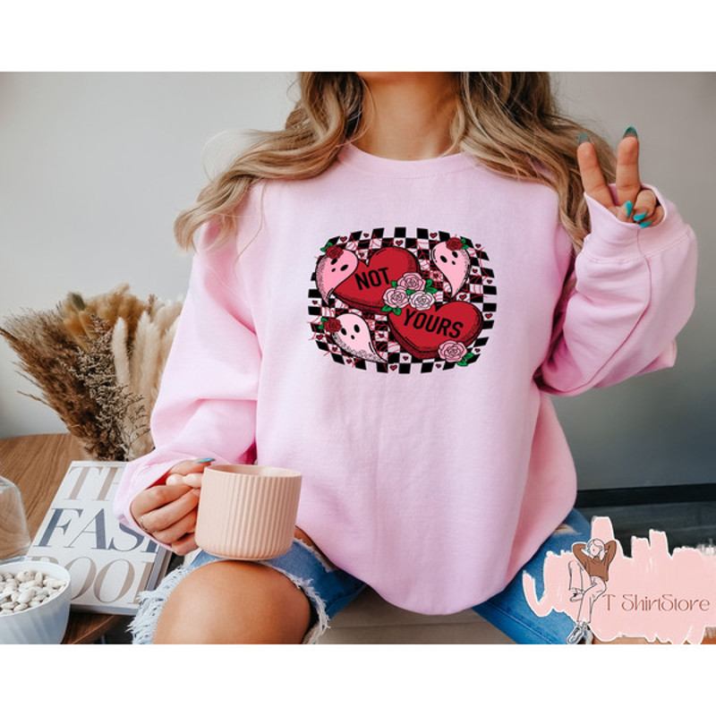 Spooky Valentine Sweatshirt, Not Yours Conversation Heart, Anti Valentines Day, Goth Valentine Gift, Valentines Day Gif