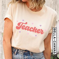 love teacher valentine shirt, valentines hearts shirt, cute teacher t-shirt, retro heart shirt, retro teacher shirt