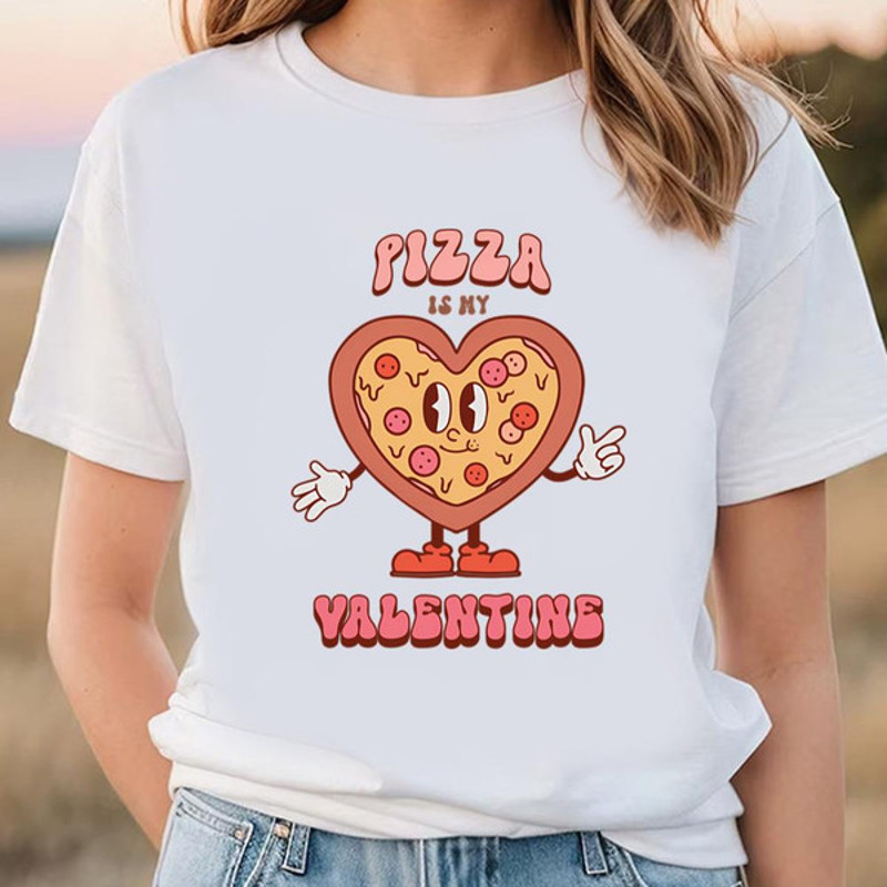 Pizza Is My Valentine Retro Heart Valentine Day T-Shirt