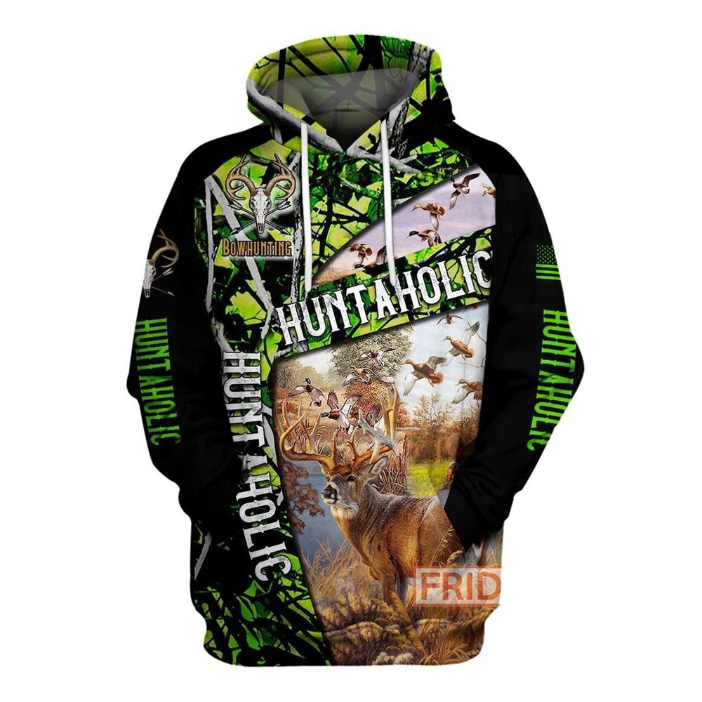 Personalized Hunting Hunting Aholic Deer Hunting - 3D Printed Pullover Hoodie | New