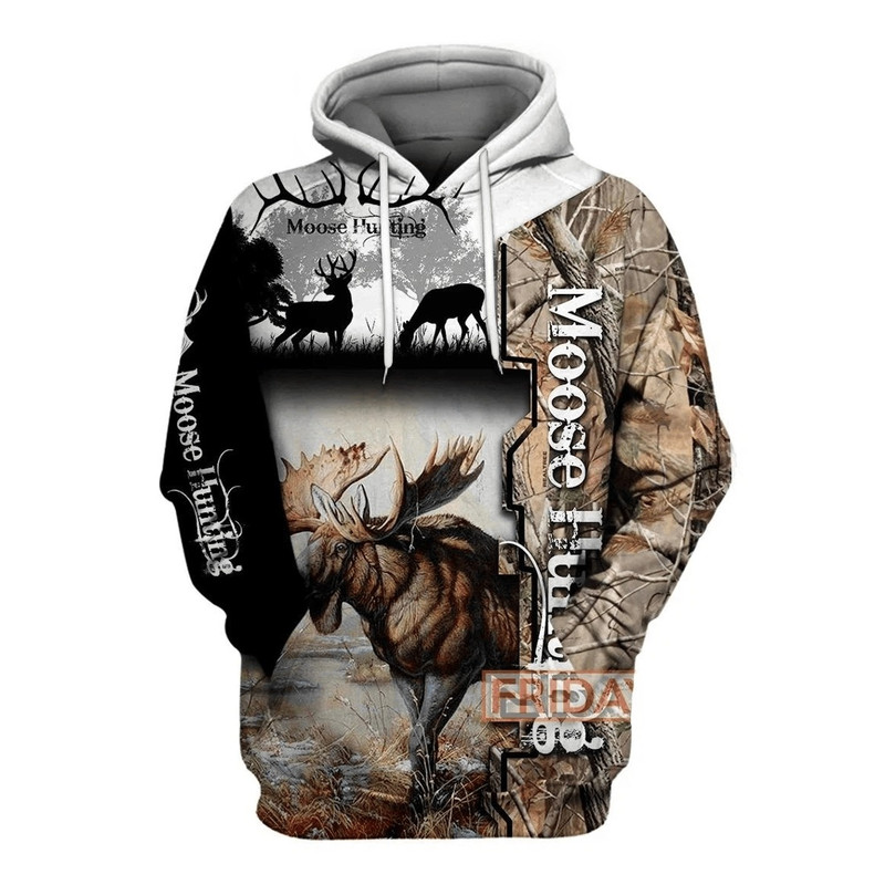 Personalized Hunting Moose Hunting - 3D Printed Pullover Hoodie
