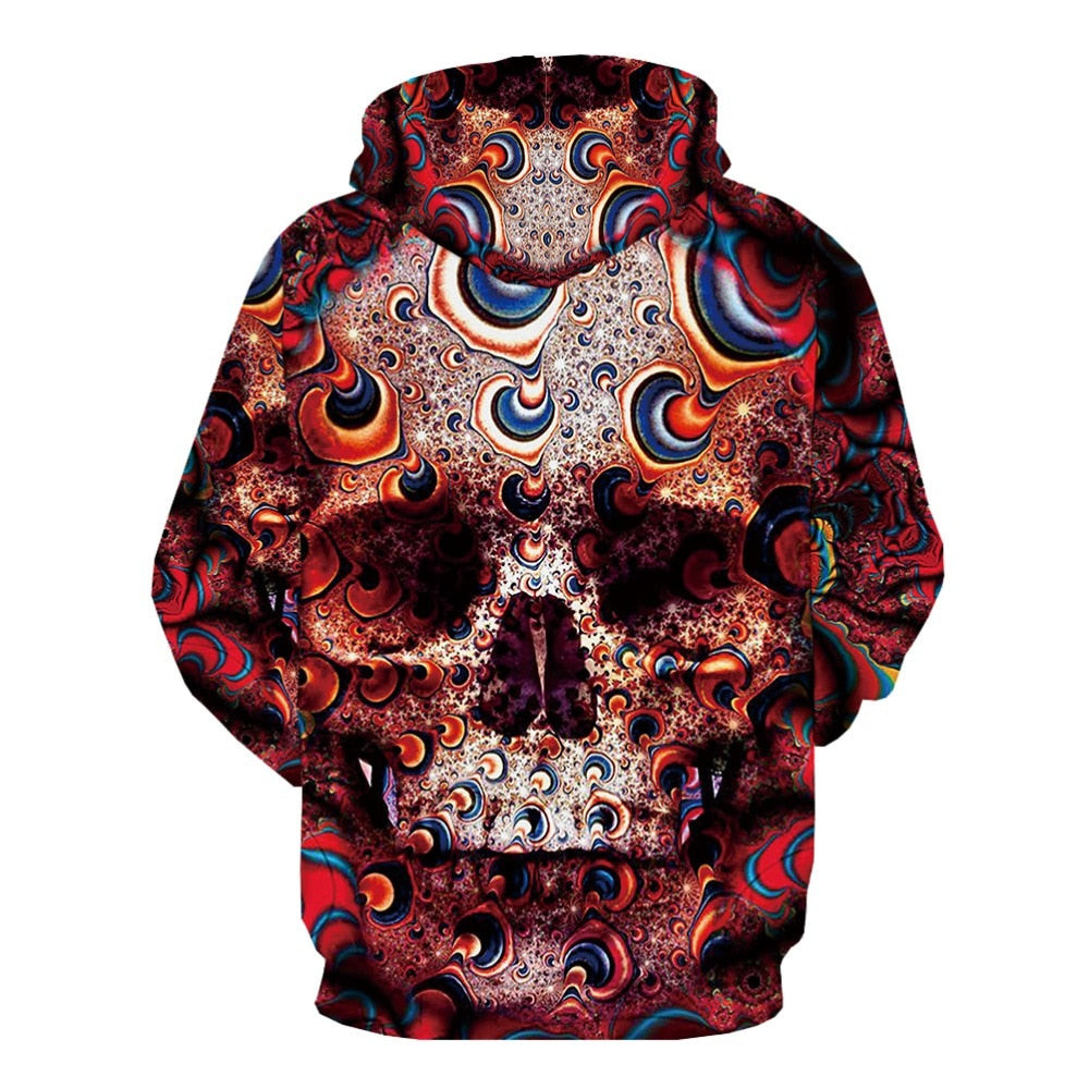 Red Skull Face Hoodie 3D, Personalized All Over Print Hoodie 3D