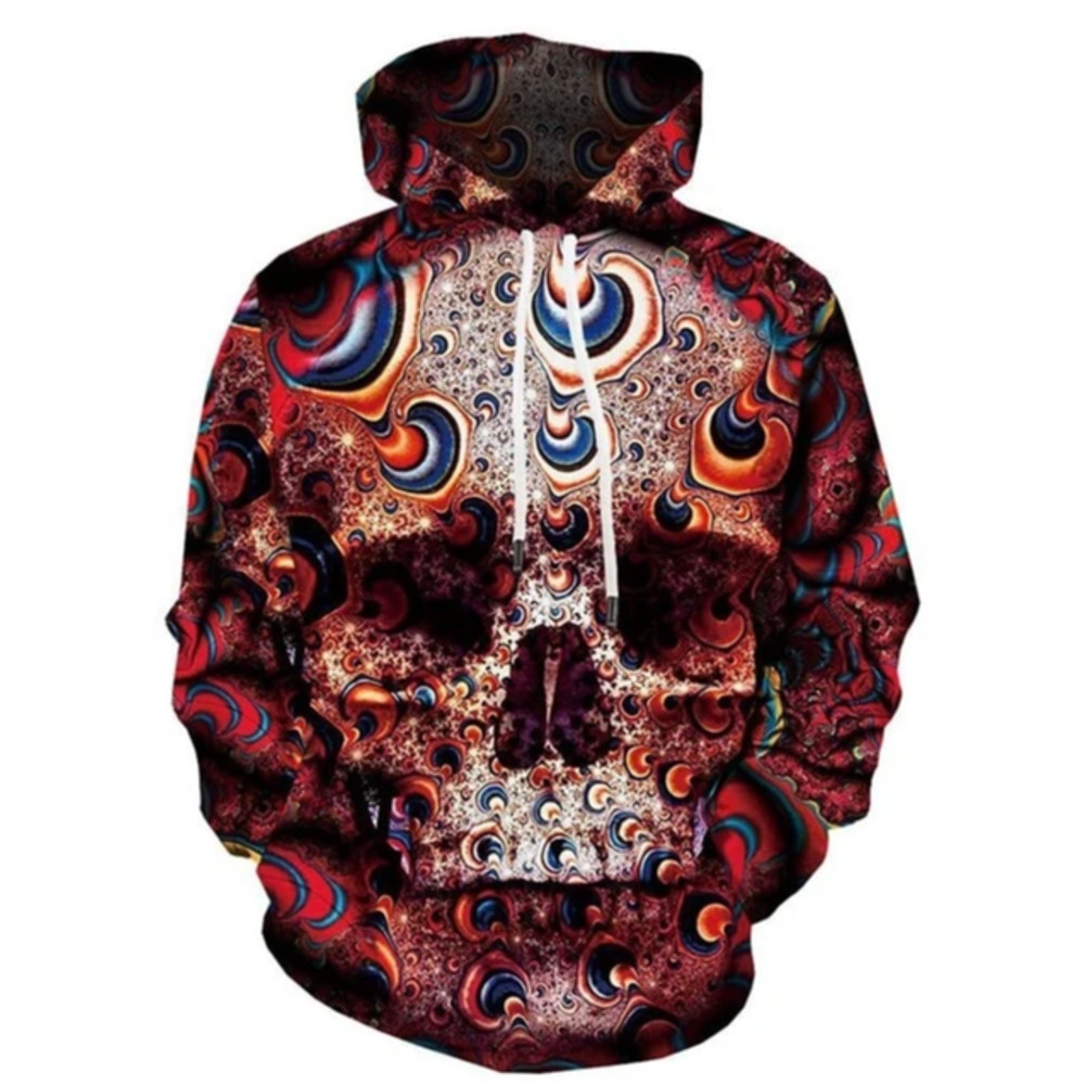 Red Skull Face Hoodie 3D, Personalized All Over Print Hoodie 3D