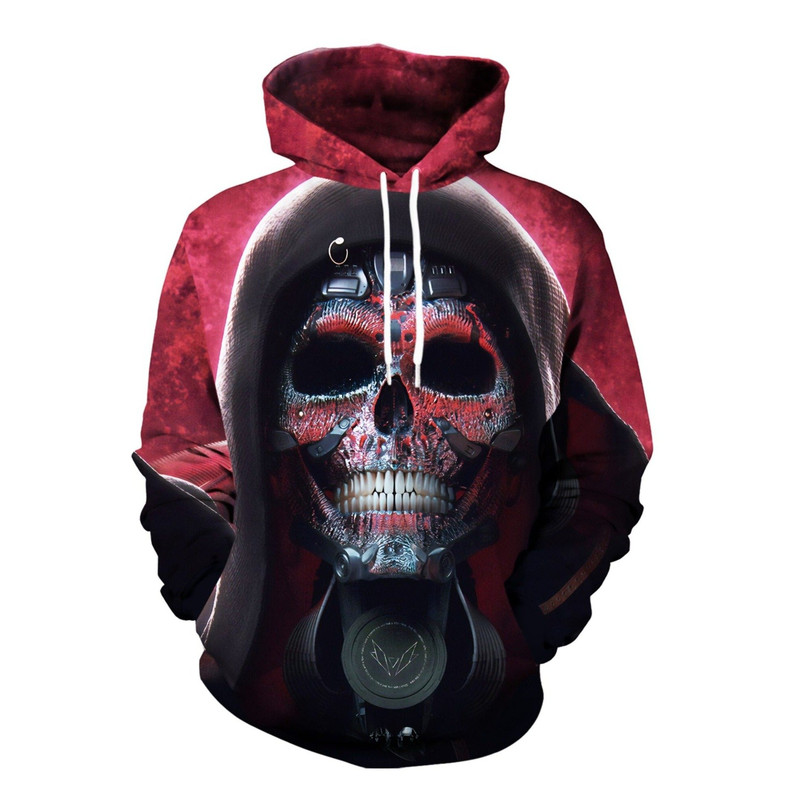 Red Energy Skull Hoodie 3D, Personalized All Over Print Hoodie 3D