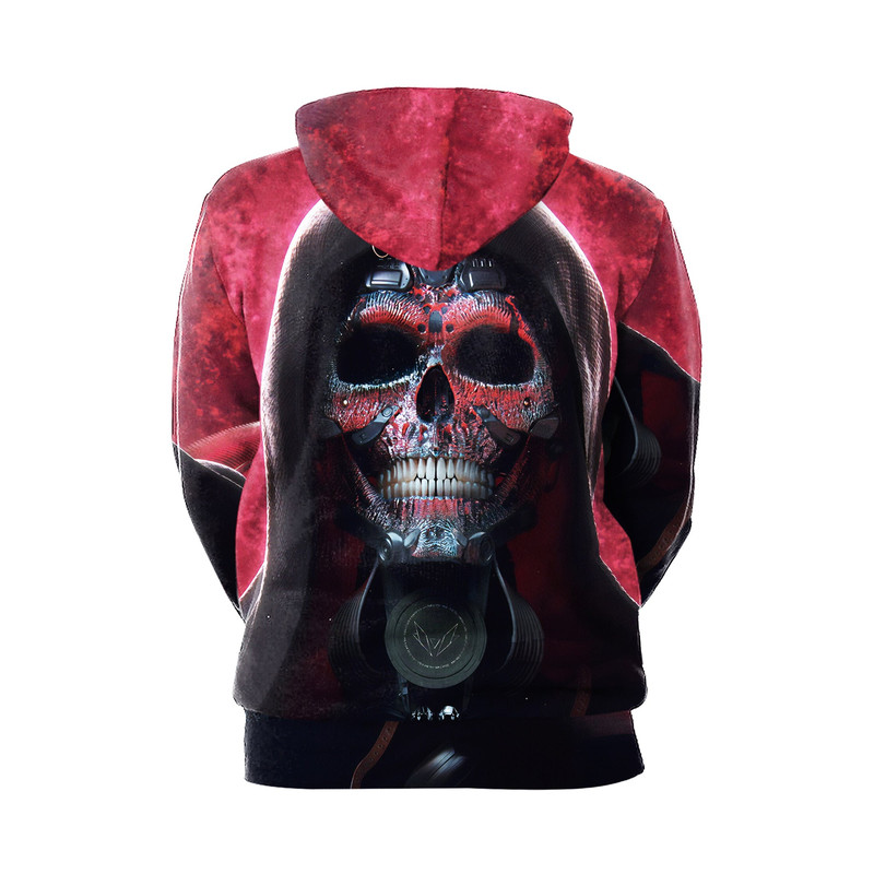 Red Energy Skull Hoodie 3D, Personalized All Over Print Hoodie 3D