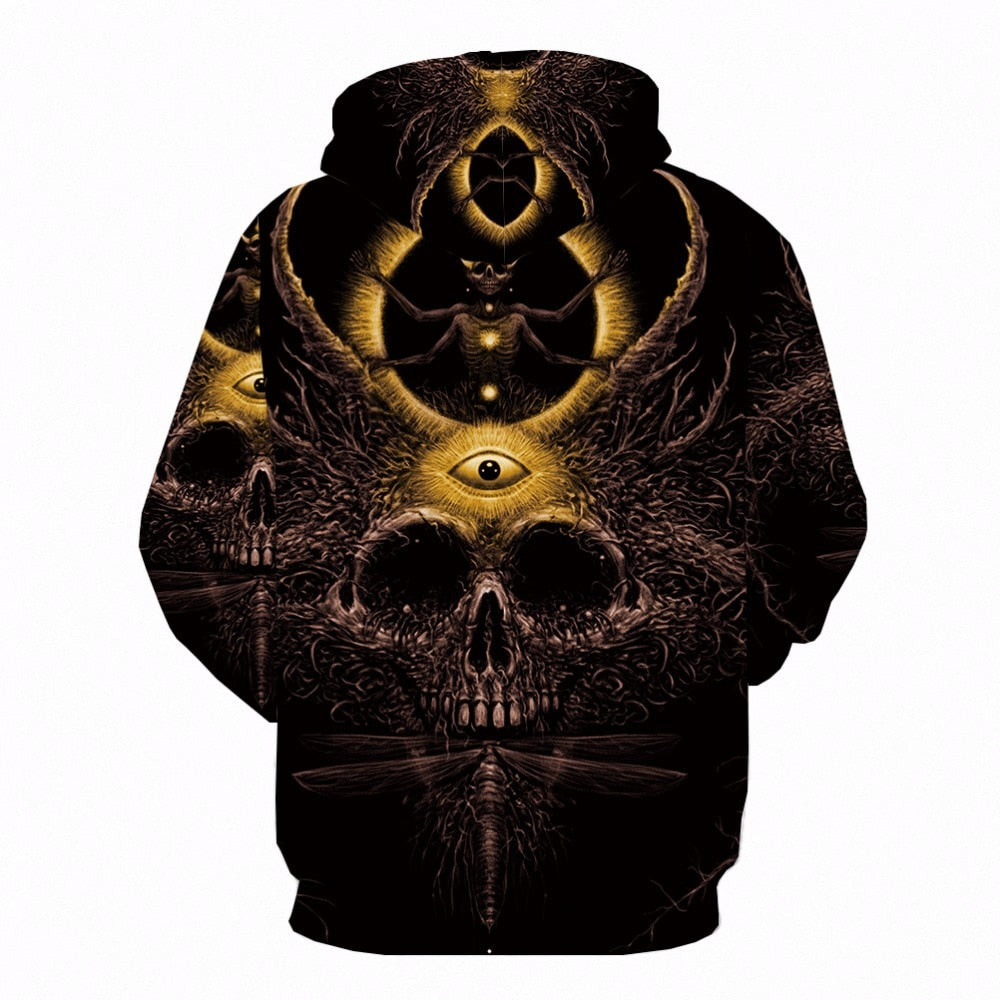Demon Hunter Skull Hoodie 3D, Personalized All Over Print Hoodie 3D