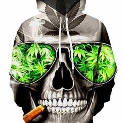 smoking skull hoodie 3d, personalized all over print hoodie 3d
