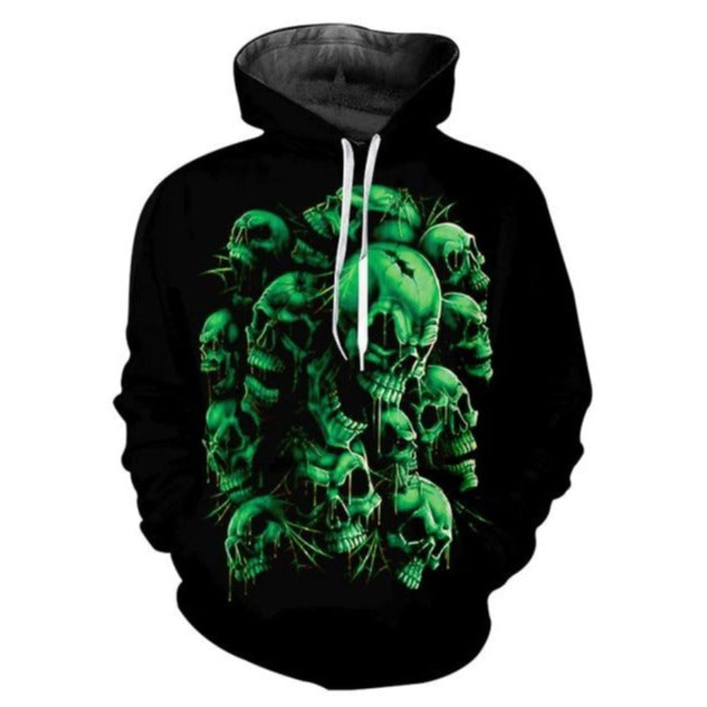 Green Skull Supreme Hoodie 3D, Personalized All Over Print Hoodie 3D
