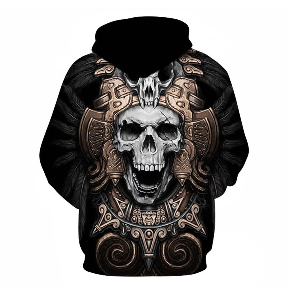 Royal Aztec Skull Hoodie 3D, Personalized All Over Print Hoodie 3D