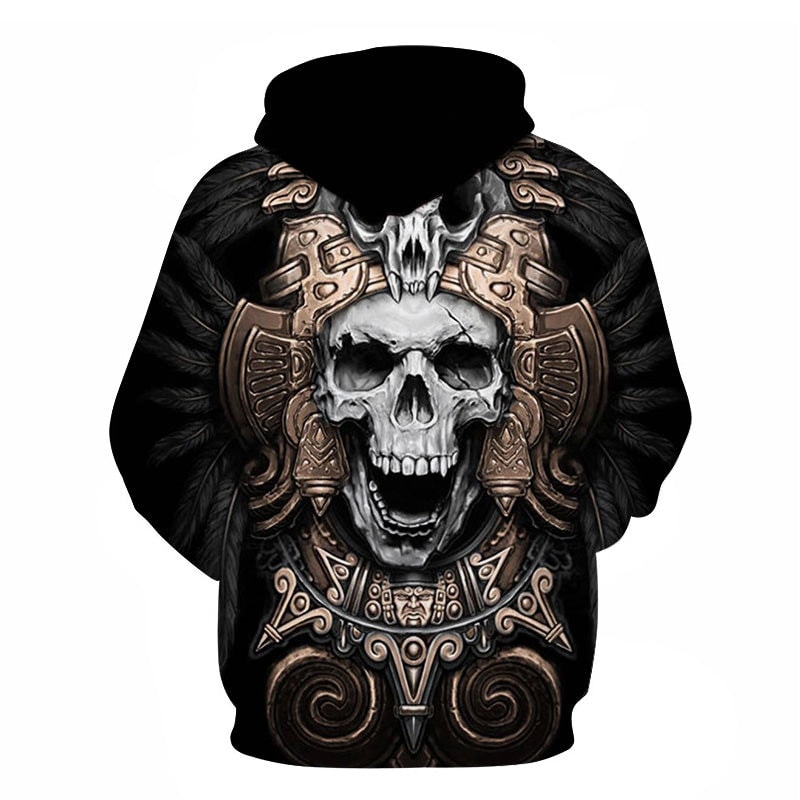 Royal Aztec Skull Hoodie 3D, Personalized All Over Print Hoodie 3D