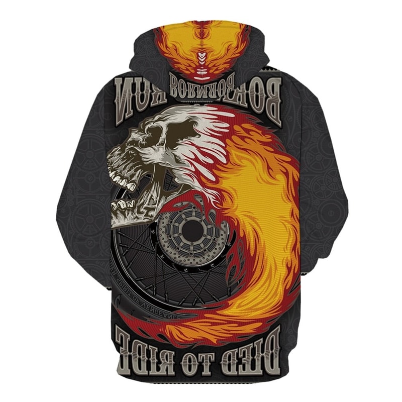 Born To Run Skull Hoodie 3D, Personalized All Over Print Hoodie 3D