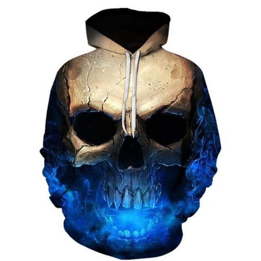 Deep Blue Skull Hoodie 3D, Personalized All Over Print Hoodie 3D