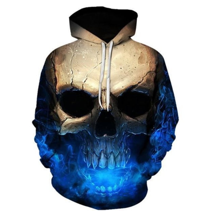 Deep Blue Skull Hoodie 3D, Personalized All Over Print Hoodie 3D