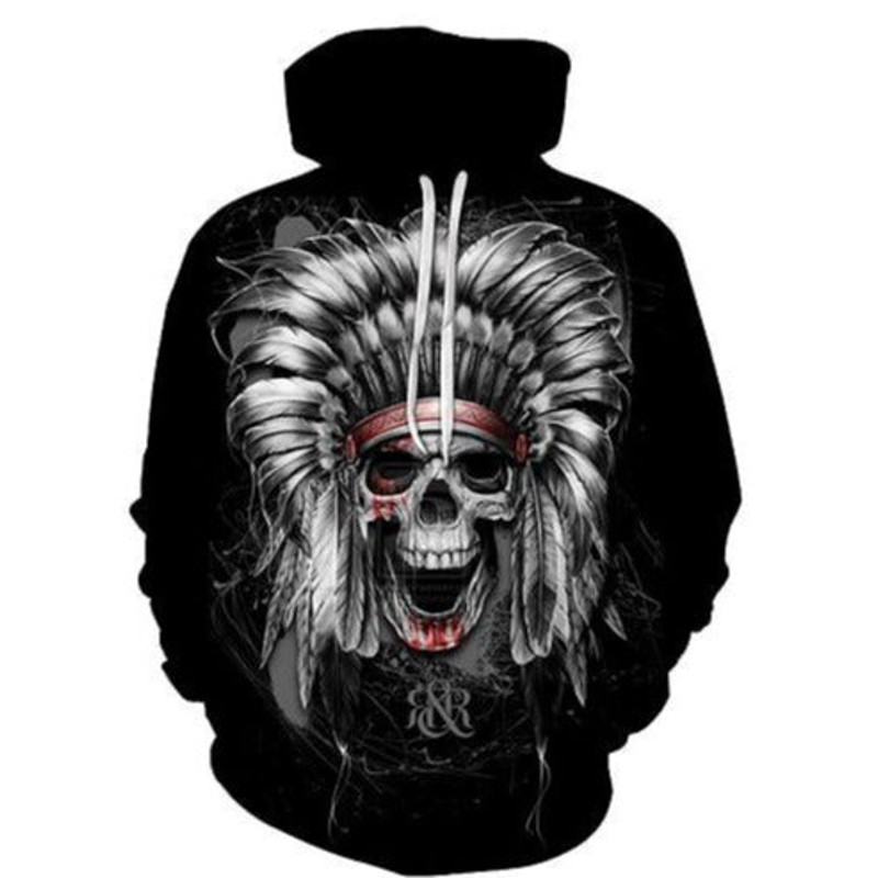 Skull Black Hoodie 3D, Personalized All Over Print Hoodie 3D