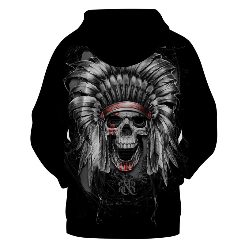 Skull Black Hoodie 3D, Personalized All Over Print Hoodie 3D