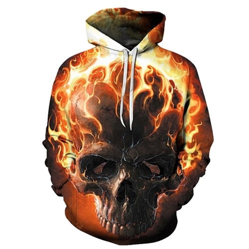 Fire Skull Halloween Hoodie 3D, Personalized All Over Print Hoodie 3D