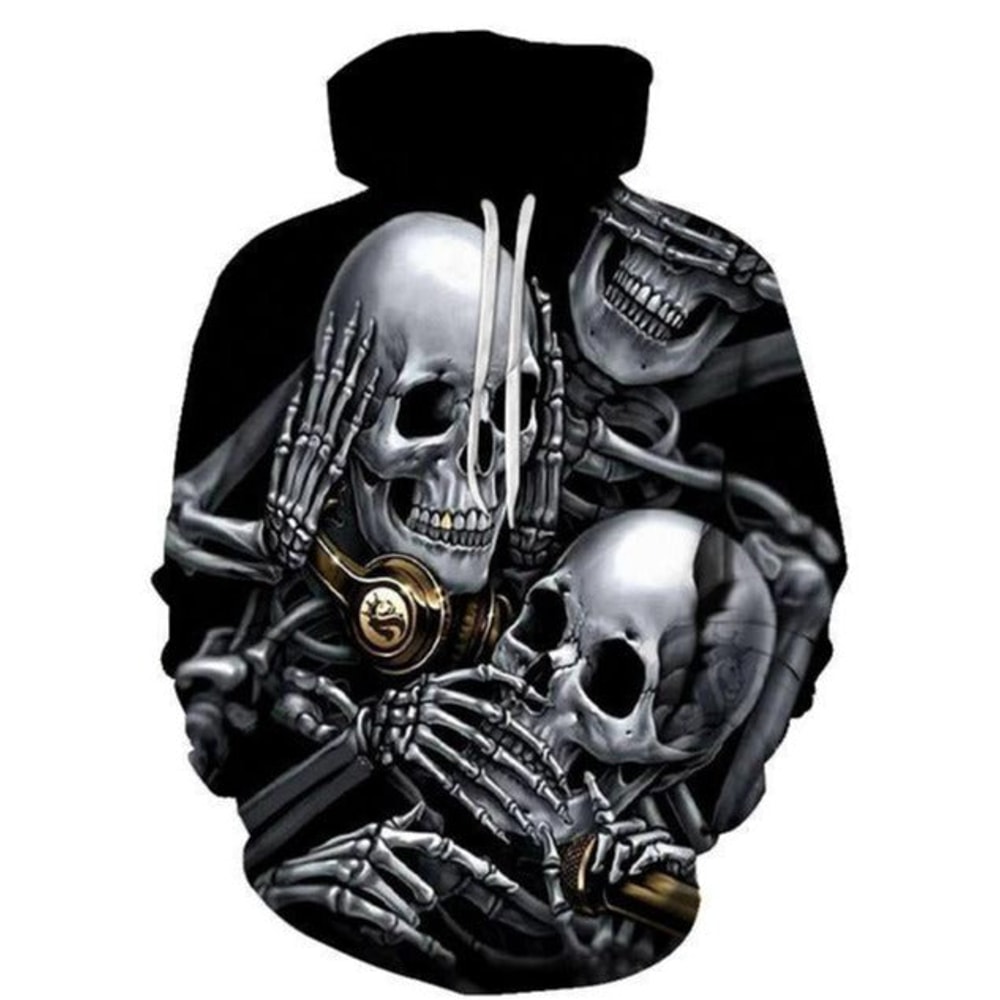 Blind Deaf Mute Skull Hoodie 3D, Personalized All Over Print Hoodie 3D