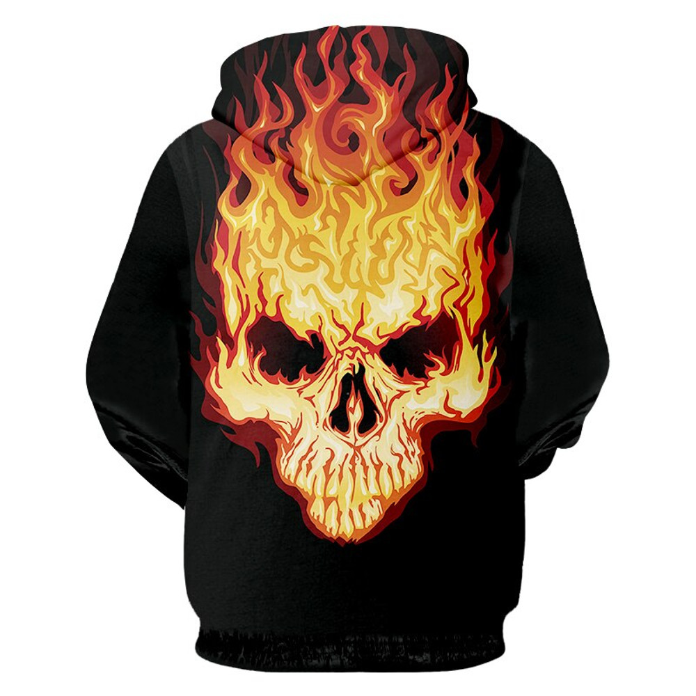 Flaming Skull Hoodie 3D, Personalized All Over Print Hoodie 3D