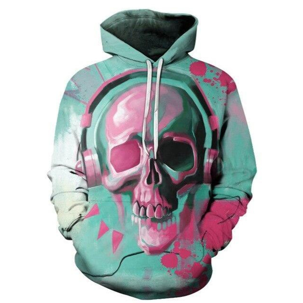 Skull Pink Music Hoodie 3D, Personalized All Over Print Hoodie 3D