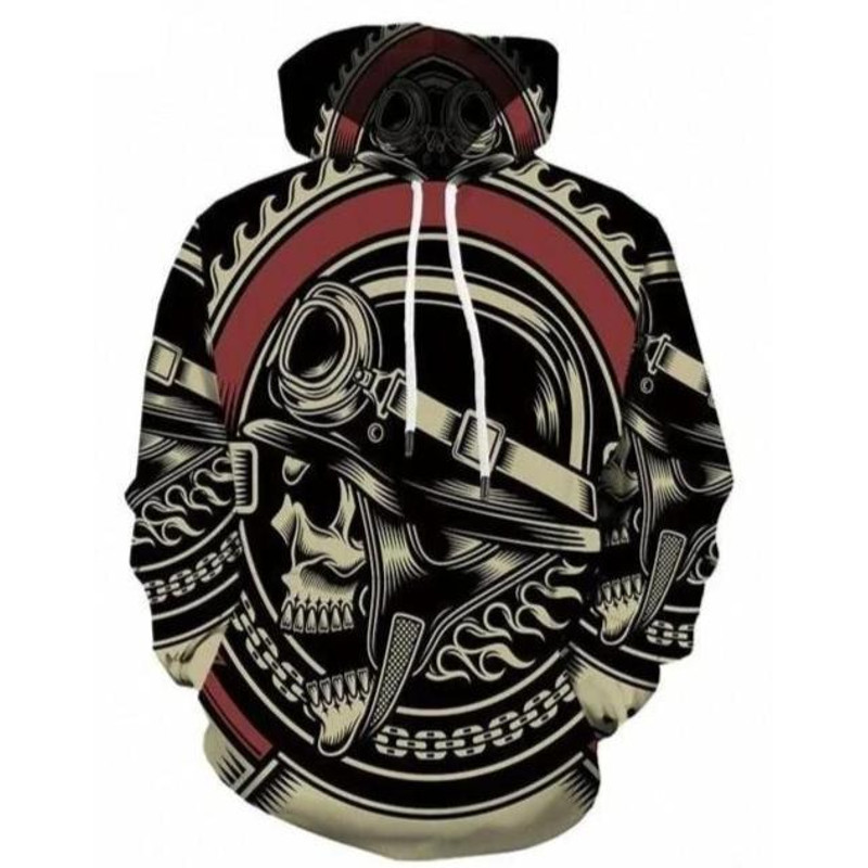 Skull Biker Hoodie 3D, Personalized All Over Print Hoodie 3D