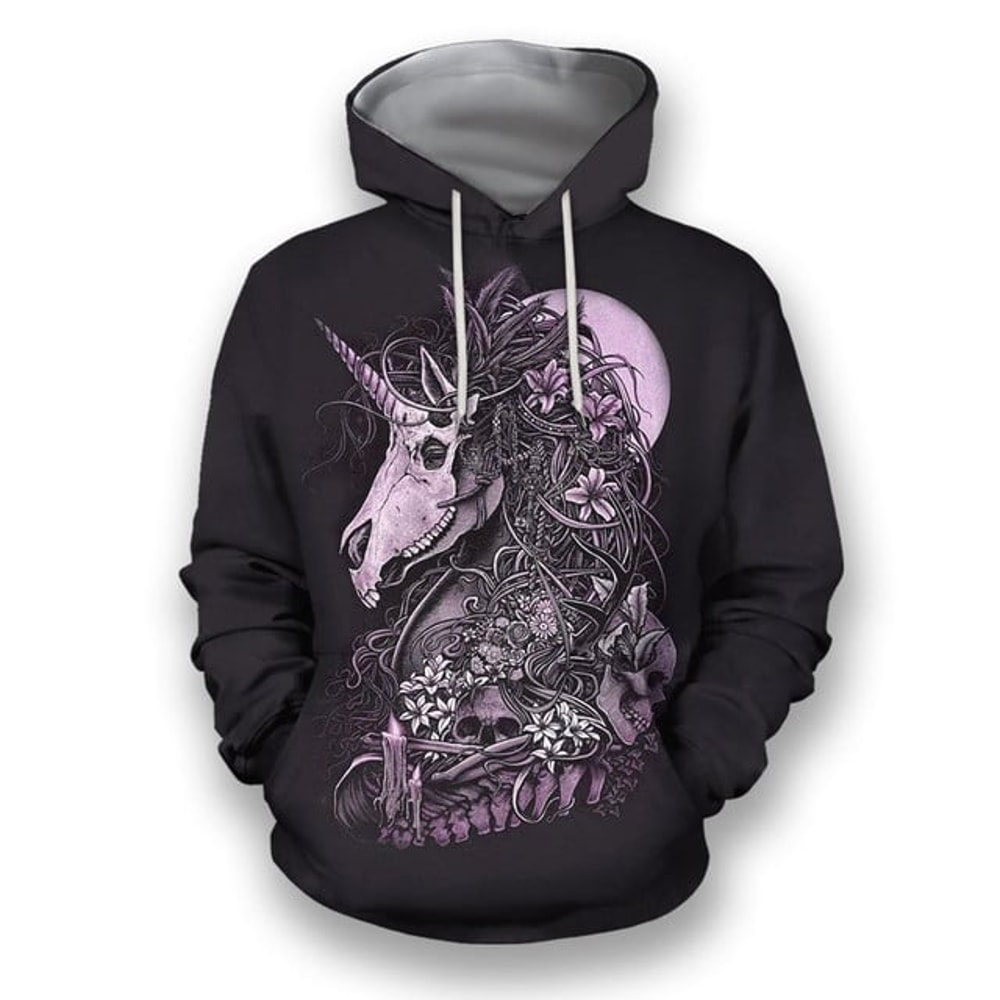 Dark Unicorn Hoodie 3D, Personalized All Over Print Hoodie 3D