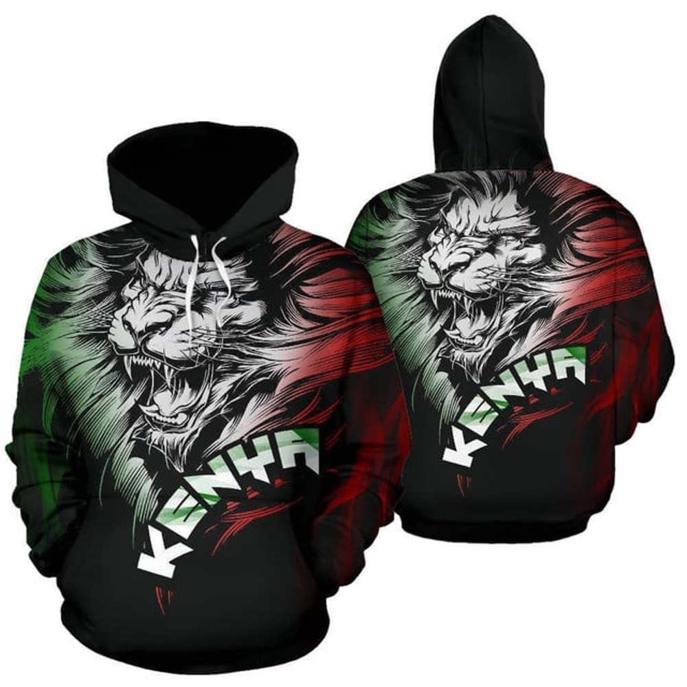 Lion Kenya Hoodie 3D, Personalized All Over Print Hoodie 3D