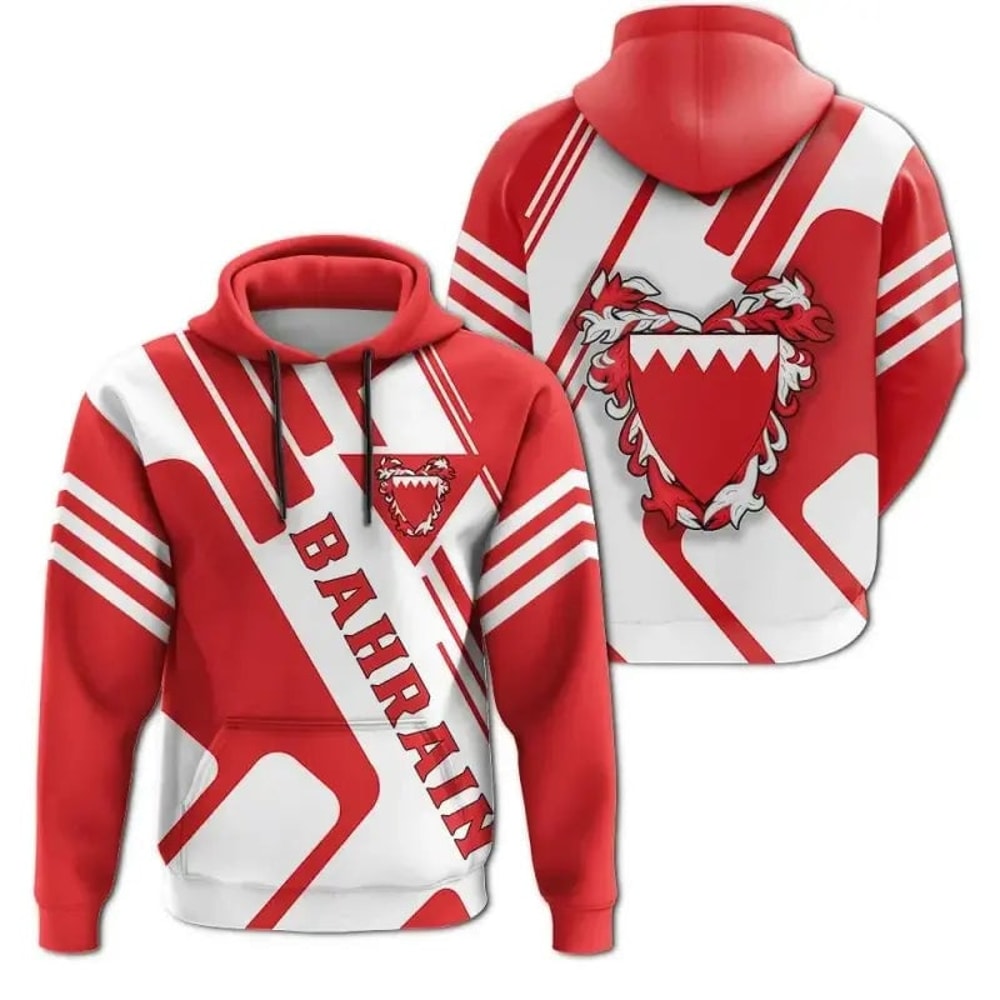 Bahrain Coat Of Arms Rockie Hoodie 3D, Personalized All Over Print Hoodie 3D