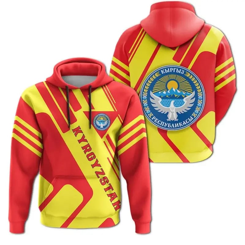 Kyrgyzstan Coat Of Arms Rockie Hoodie 3D, Personalized All Over Print Hoodie 3D
