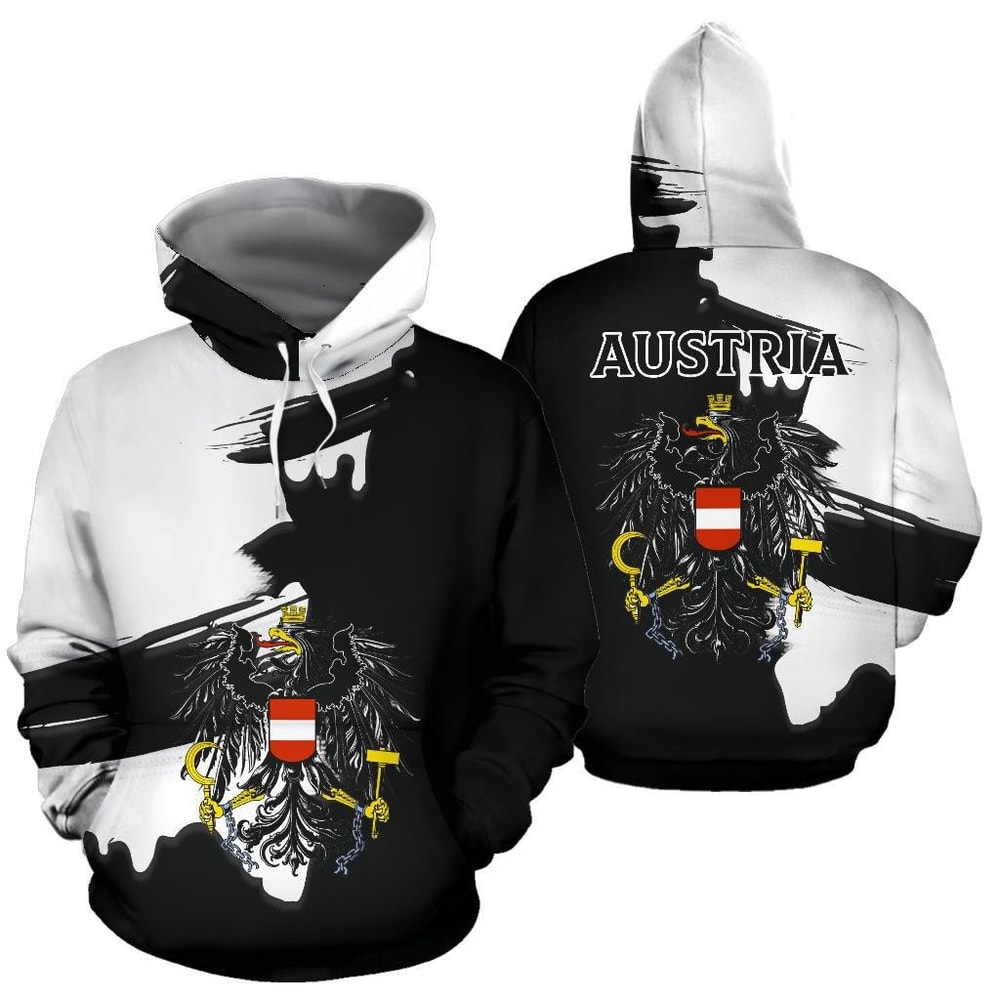 Austria Coat Of Arms Unique Scratch Style Hoodie 3D, Personalized All Over Print Hoodie 3D