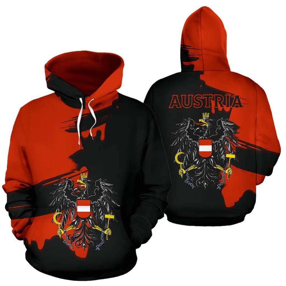 Austria Coat Of Arms Unique Scratch Style Hoodie 3D, Personalized All Over Print Hoodie 3D V1.jpeg