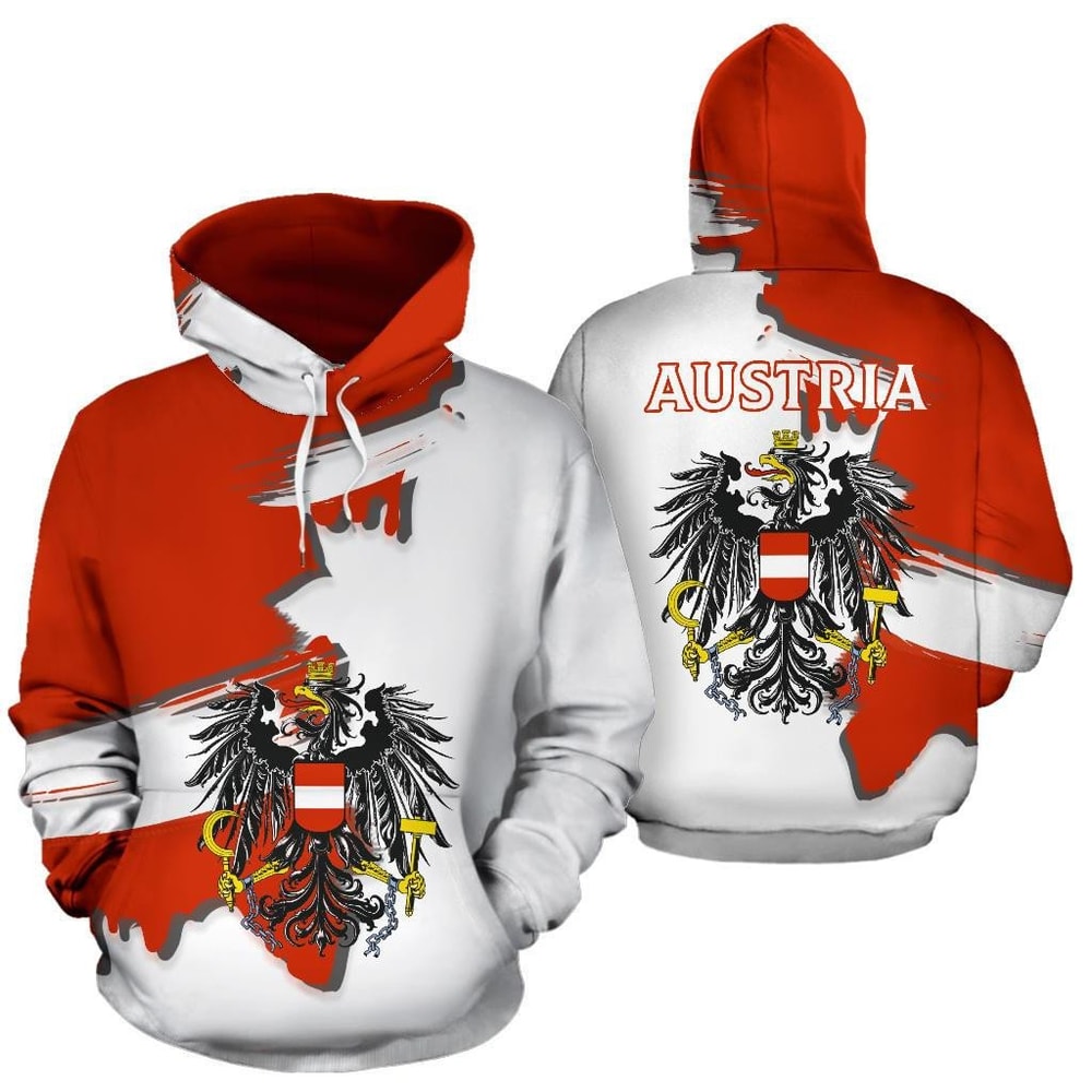 Austria Coat Of Arms Unique Scratch Style Hoodie 3D, Personalized All Over Print Hoodie 3D V2